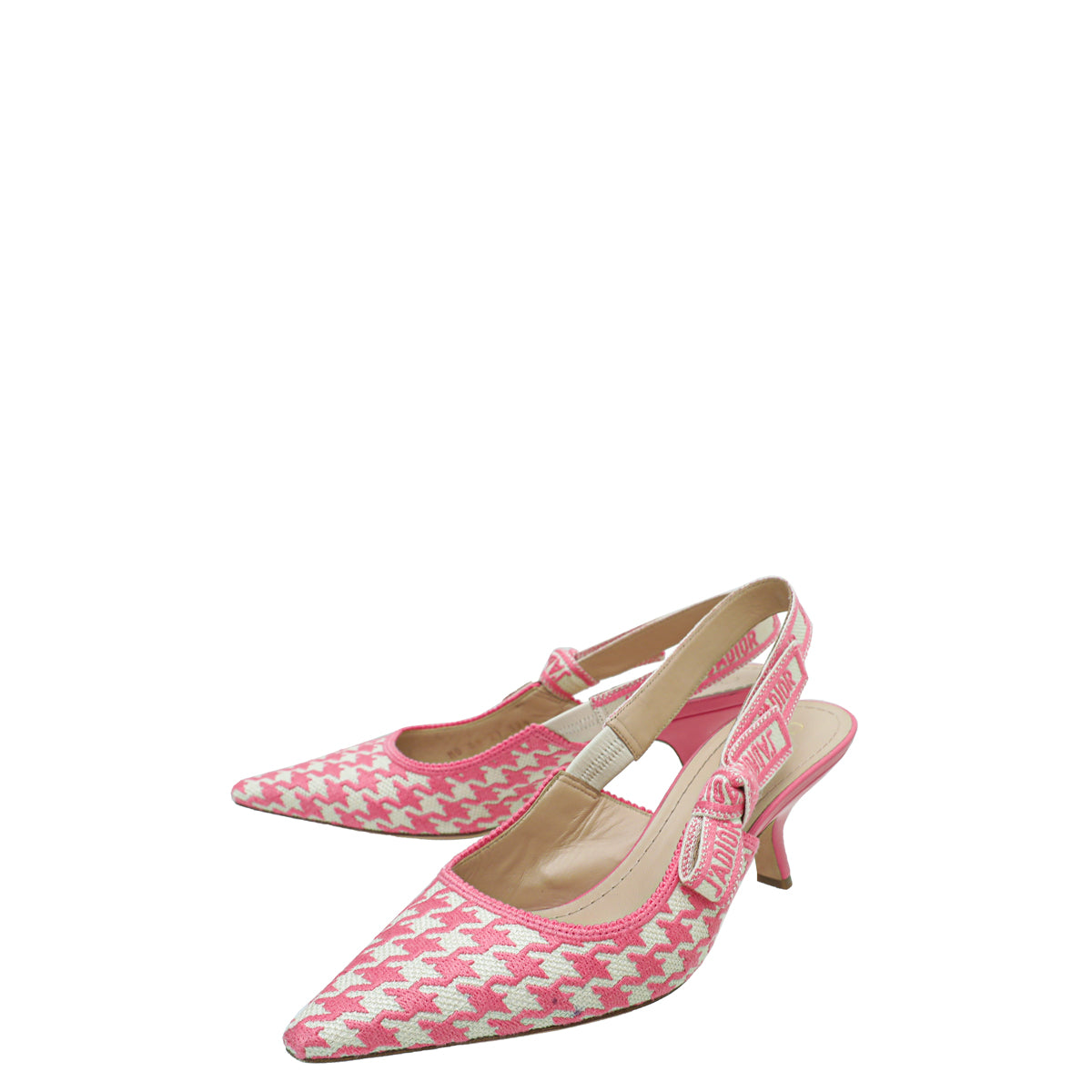 Dior Sling Bag Christian Bicolor J'a Houndstooth Slingback 38.5 Embroidered Shoes
