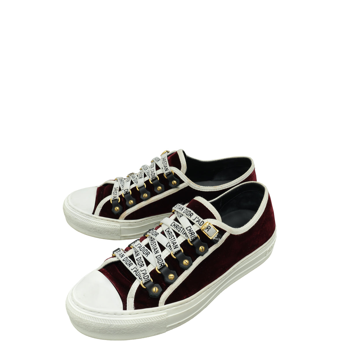 Dior Shoe Christian Burgundy Velvet Walk'n' Low Top Sneaker Shoes