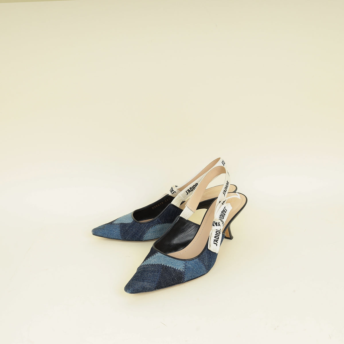 Dior Sling Bag Christian J'a Patchwork Slingback Pump 39.5 Denim Blue Shoes