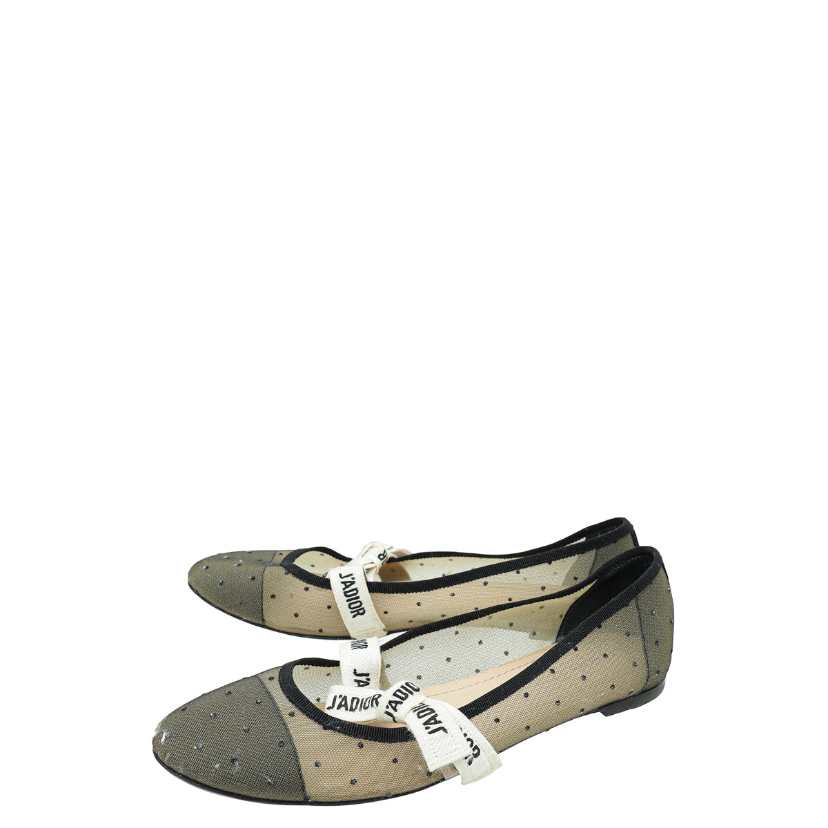 Dior Shoe Christian Miss J'a Mesh Dot Flat Ballerina Black Shoes