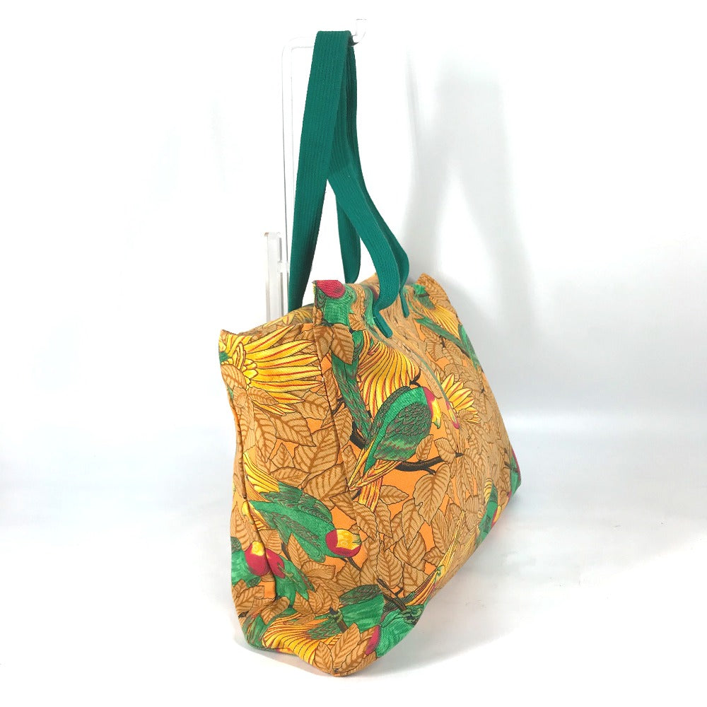 Tote Bag Orange Bird Motif Bird Pattern Canvas Large