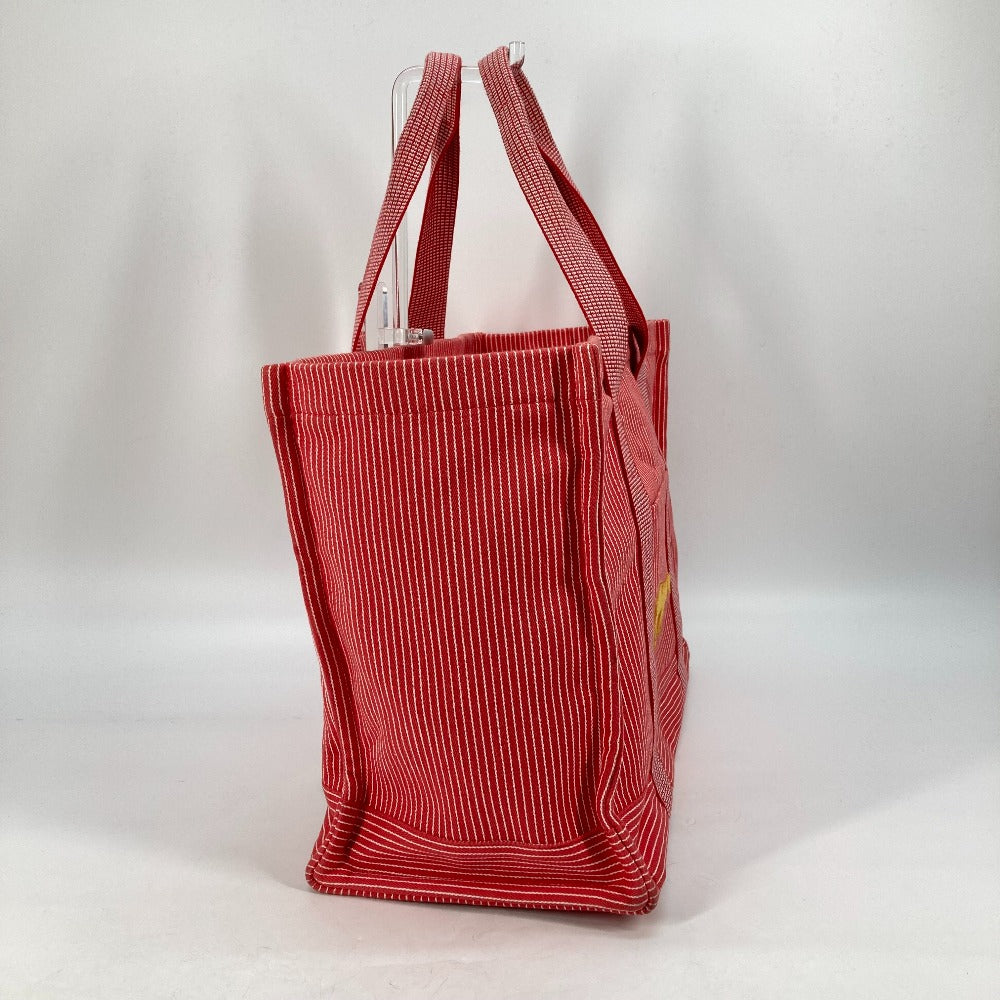 Hermes Tote Bag Mothers Bag Caval Horse Cheval Stripes Canvas Red