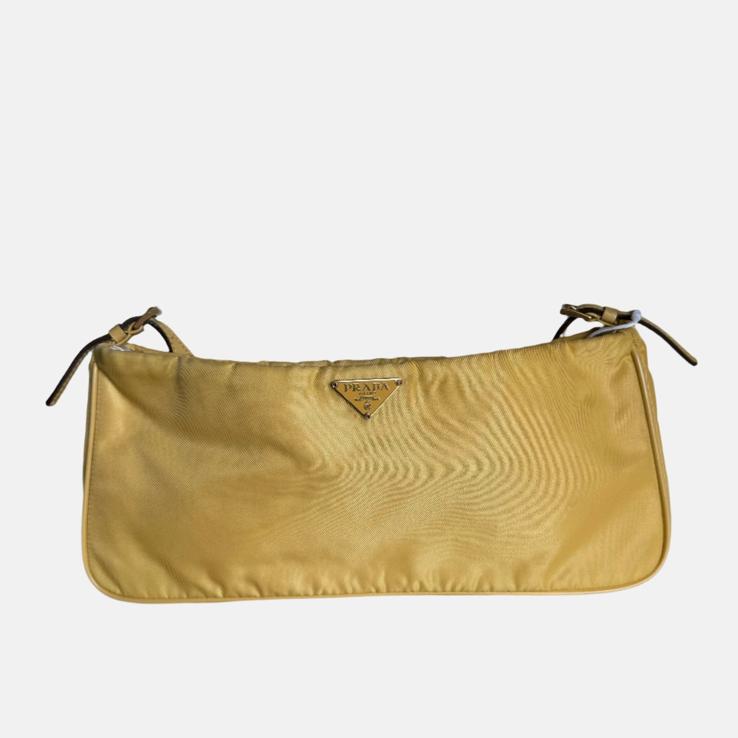 Prada Shoulder Bag Yellow With Tone Nylon Gold