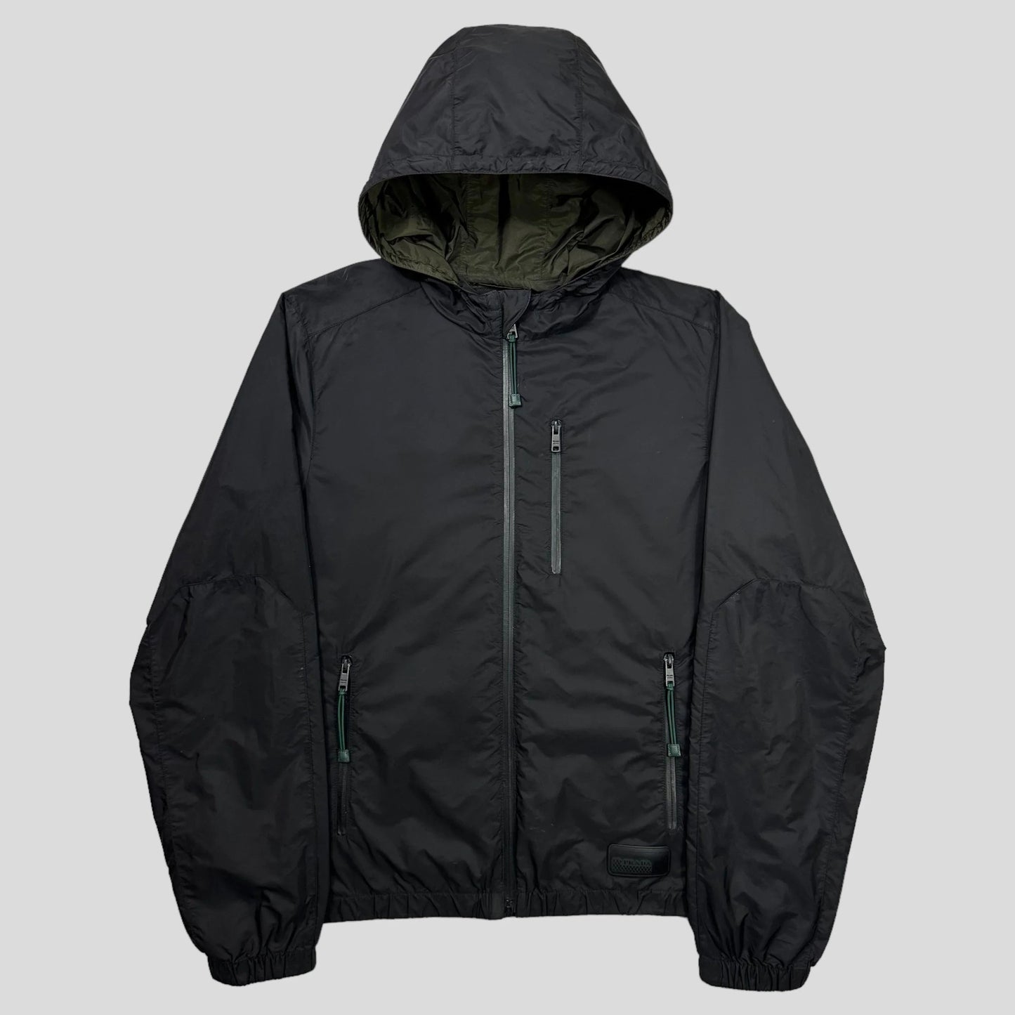 Prada Handbag Milano Rubber Laminated K-way Windbreaker - L Logo