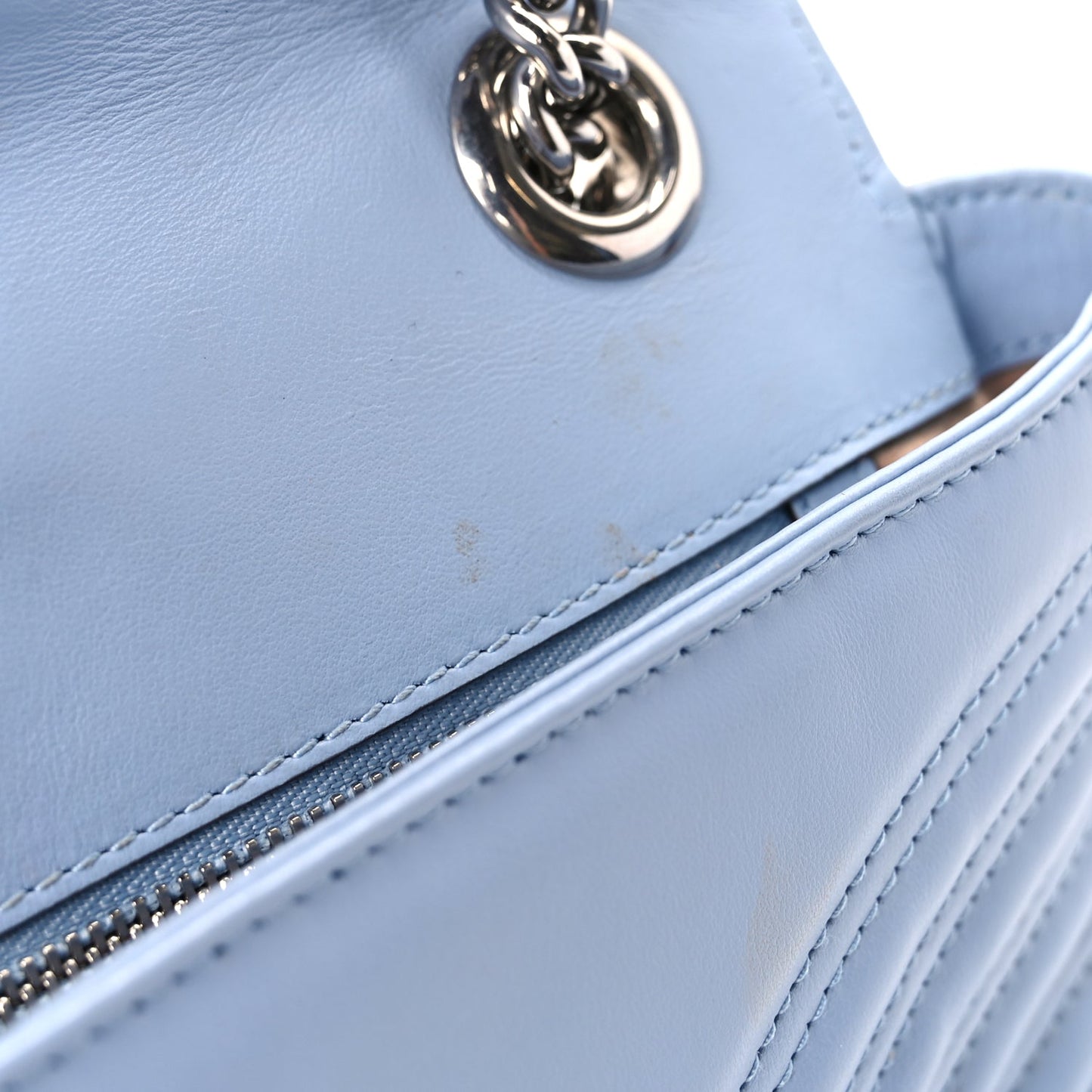 Gucci Calfskin Matelasse Small GG Marmont Shoulder Bag Porcelain Light Blue