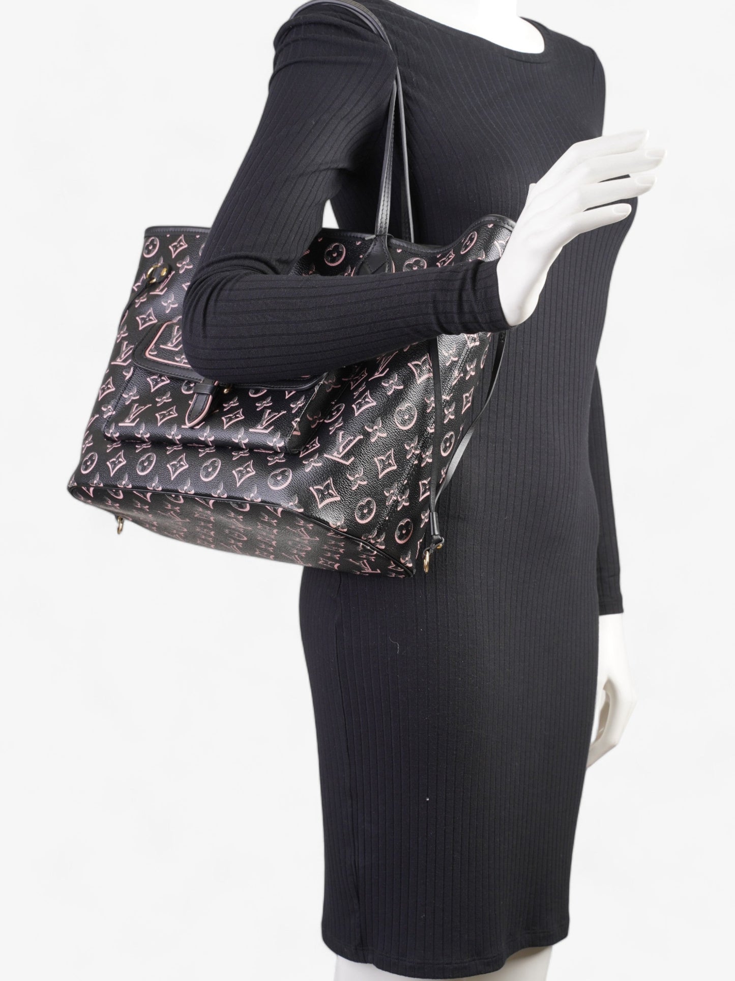 Louis Vuitton Neverfull MM Fall You Coated Monogram Canvas Coated Canvas Black Apparel