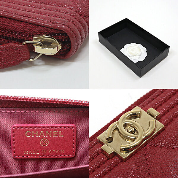 Chanel Coin Matt caviar skin Boy Red Handbag