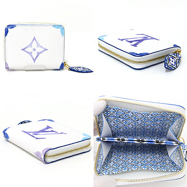 Louis Vuitton Coin M82417 Zippy Coin Perth Monogram Canvas White Blue Handbag