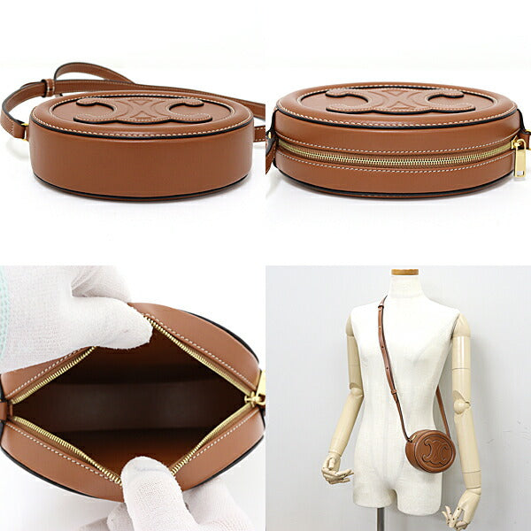 Shoulder Bag . Lu Calfskin Crossbody Oval Brown Crossbody Bag