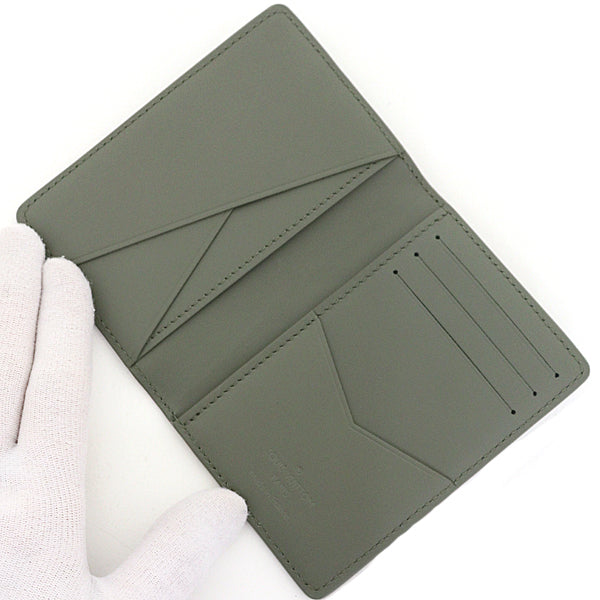 Louis Vuitton M12501 Organizer De Poch Leather Green Khaki Wallet Case