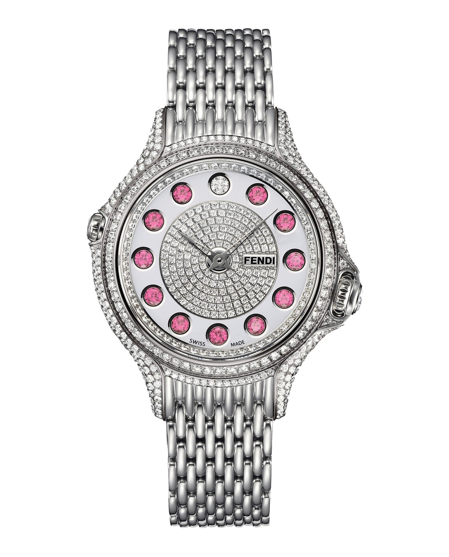 Fendi Jewelry Womens Stainless Steel 38mm Bracelet Fashion Watch Silver