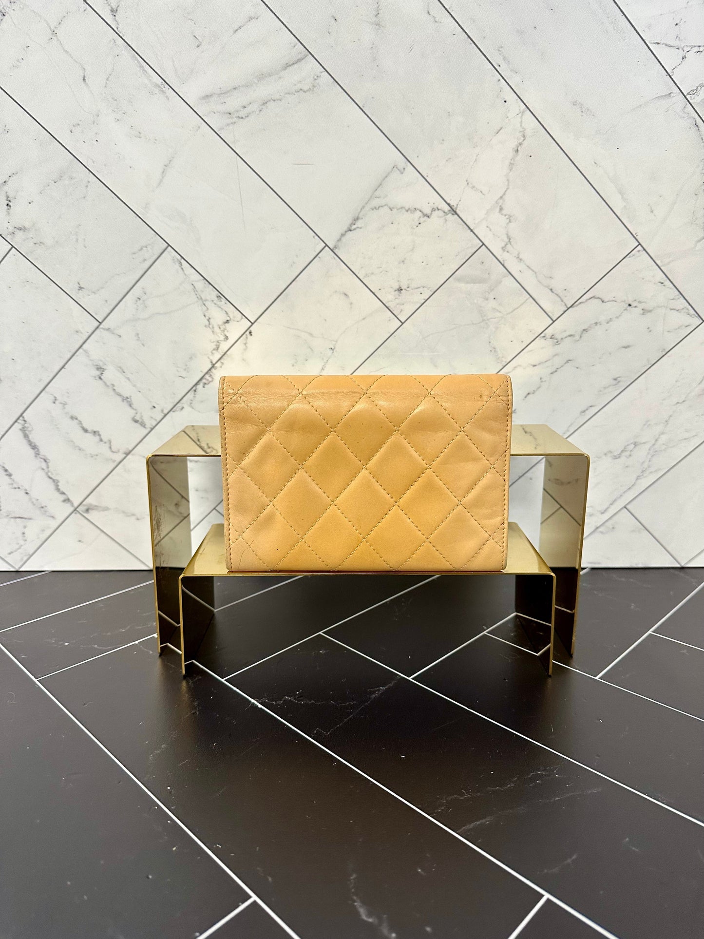 Chanel CC Cambon Tan Quilted Leather Wallet