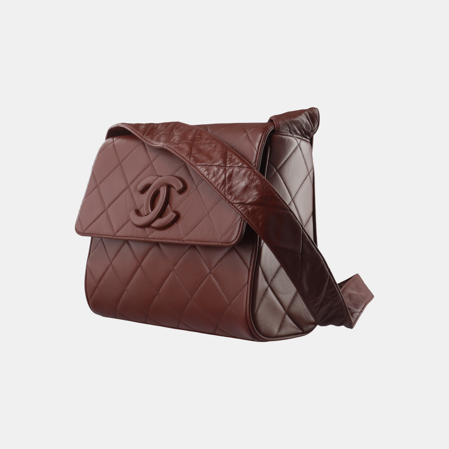 Chanel Quilted Flap Messenger Deep Burgundy Brown Crossbody Bag