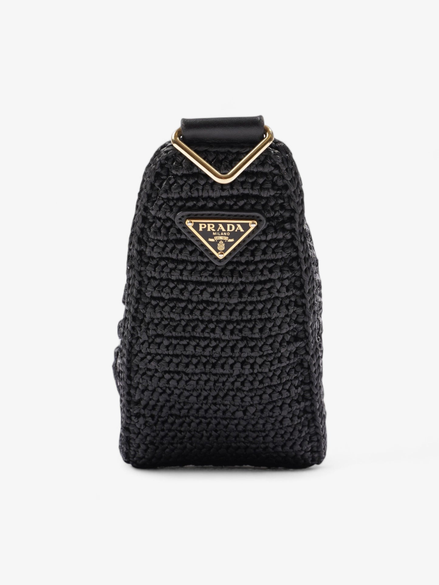 Prada Crochet Crossbody Bag Raffia Black