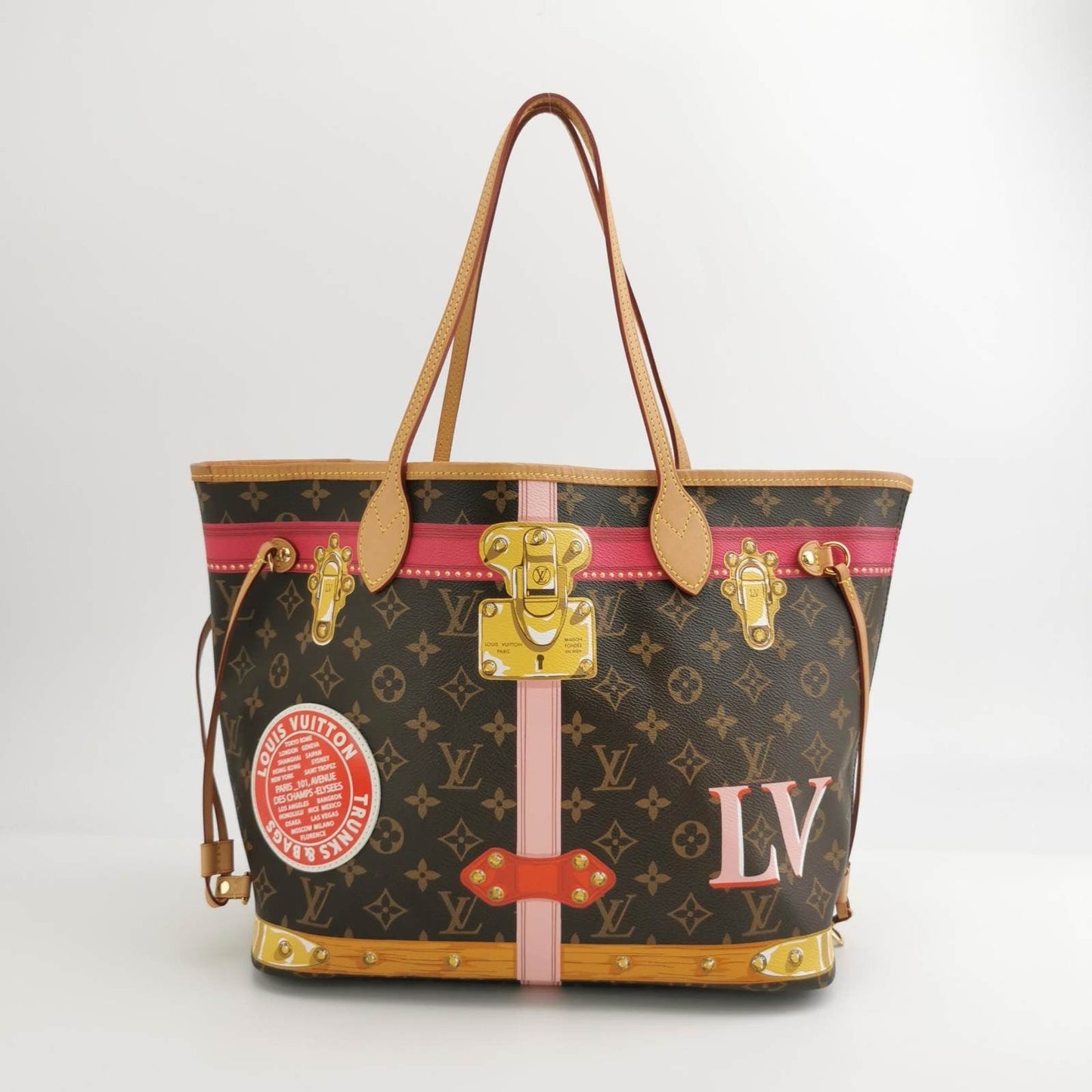 Louis Vuitton Trunks Neverfull MM Monogram Damier Black Tote Bag