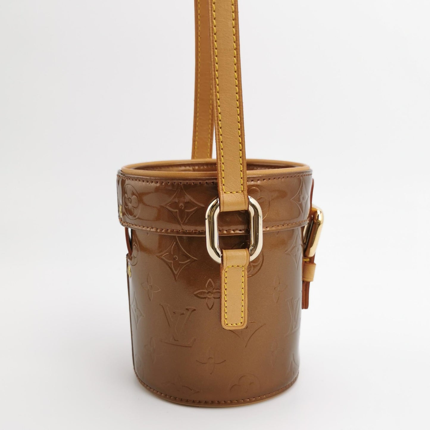 Louis Vuitton Astor Patent Burnt Bucket Leather Brown Orange Crossbody Bag