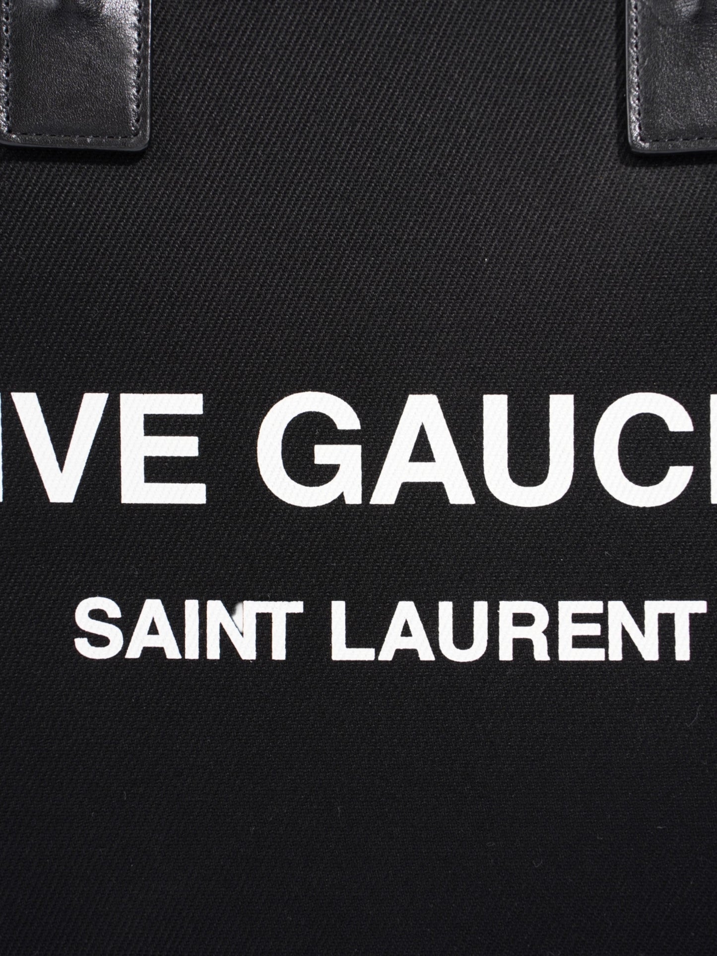 YSL Saint Laurent Rive Gauche Tote Bag Canvas Black White