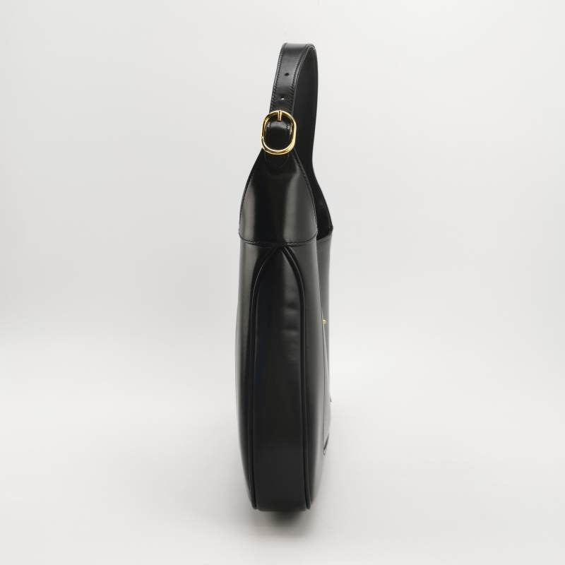 Gucci Jackie Adjustable Strap Leather Black Medium Travel Bag