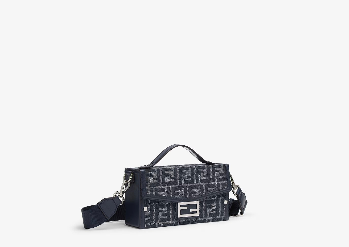 Fendi Ff And Soft Trunk Bag Leather Blue Travel Bag
