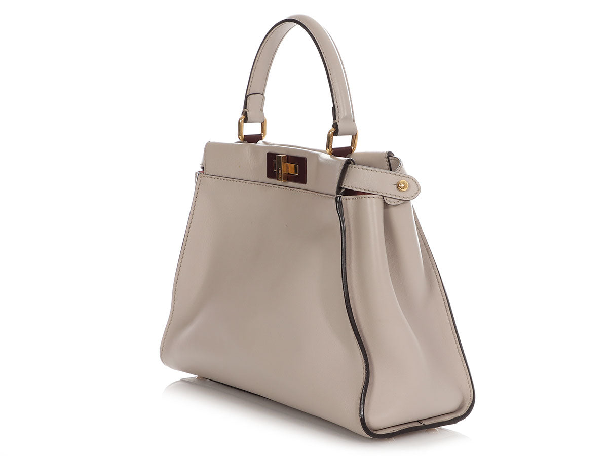 Fendi Grigio Polvere And Bois De Rose Peekaboo Shoulder Medium Shoulder Bag
