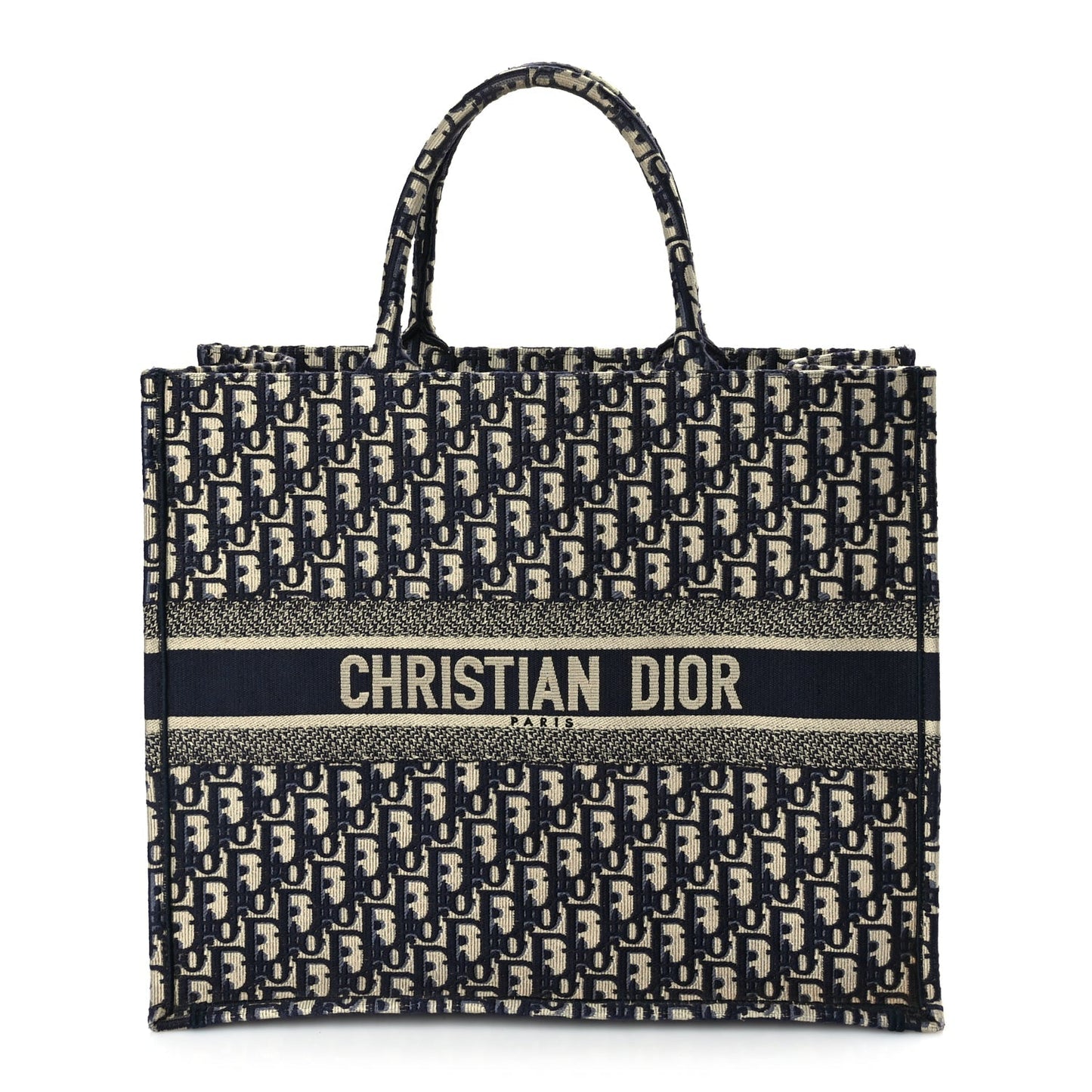 Dior Handbag Christian Oblique Book Tote Beige Blue Multicolor Shoulder Bag