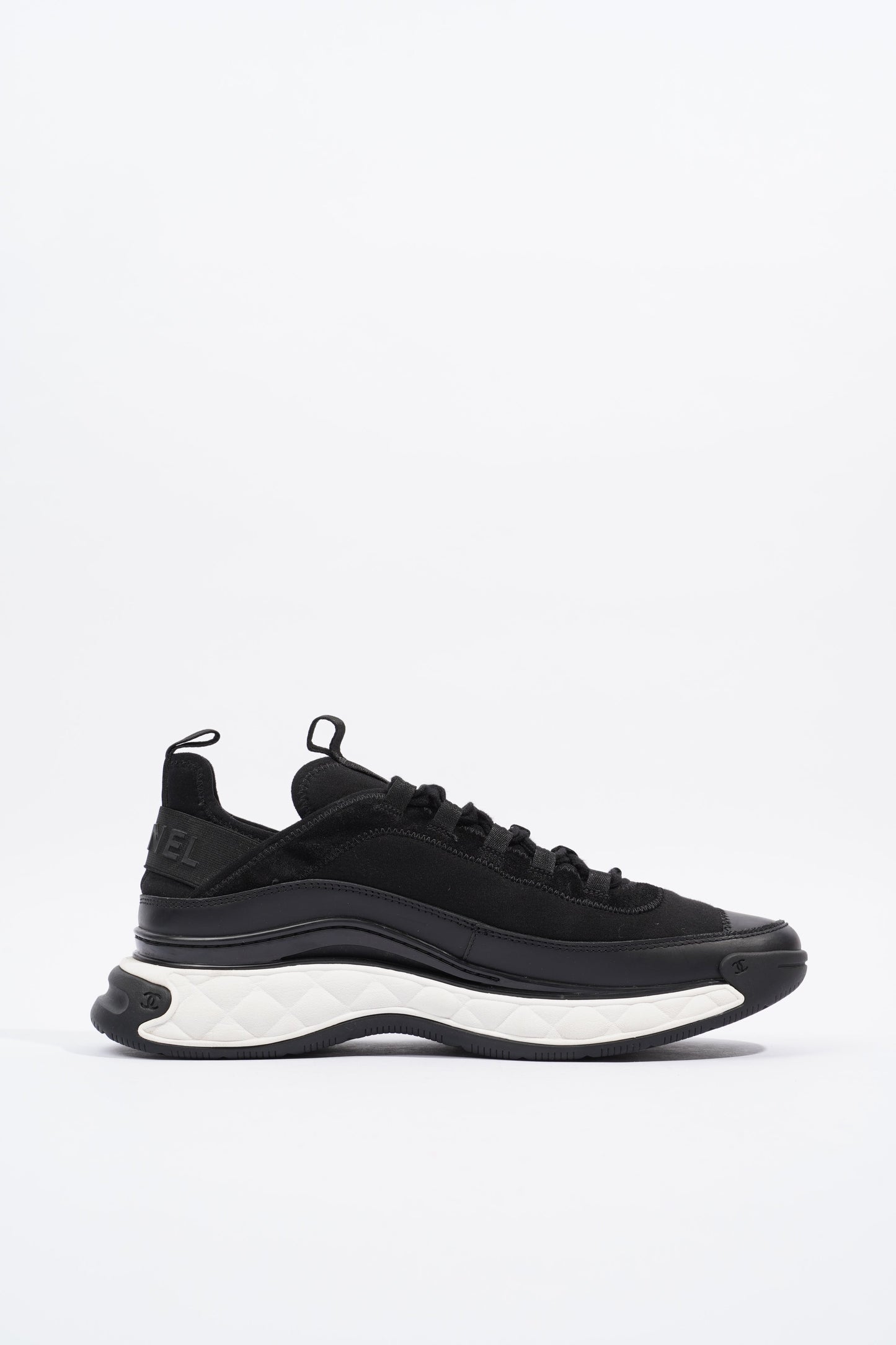 Chanel CC Logo Sneaker Black White Fabric EU 42 UK 8