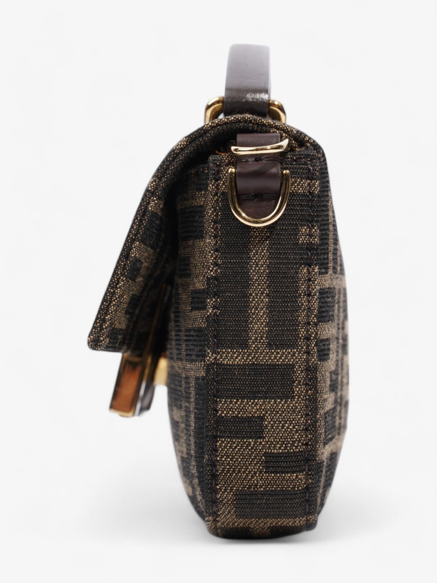 Fendi Baguette Zucca Fabric Crossbody Bag Brown Mini Shoulder Bag