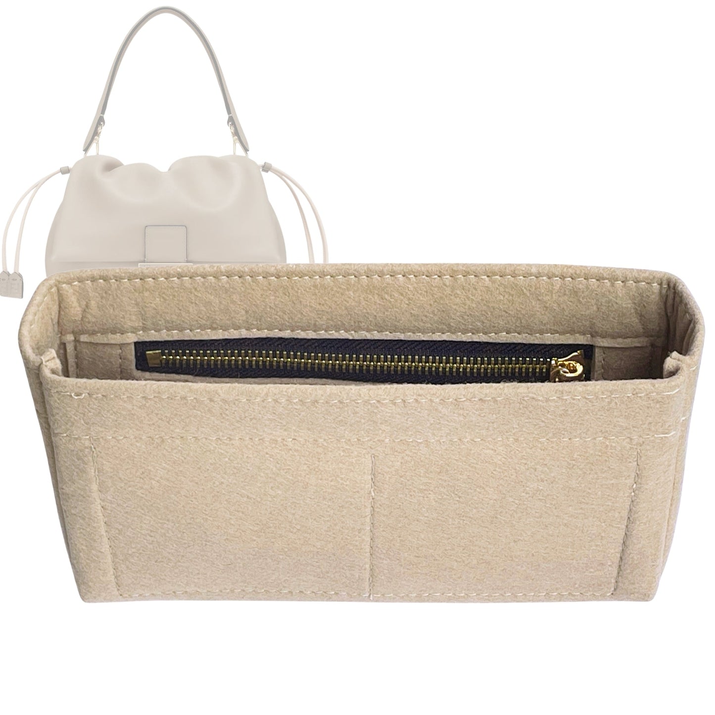 Fendi Handbag Organizer for Mamma Baguette , Bag Insert Medium Zip Shoulder Bag
