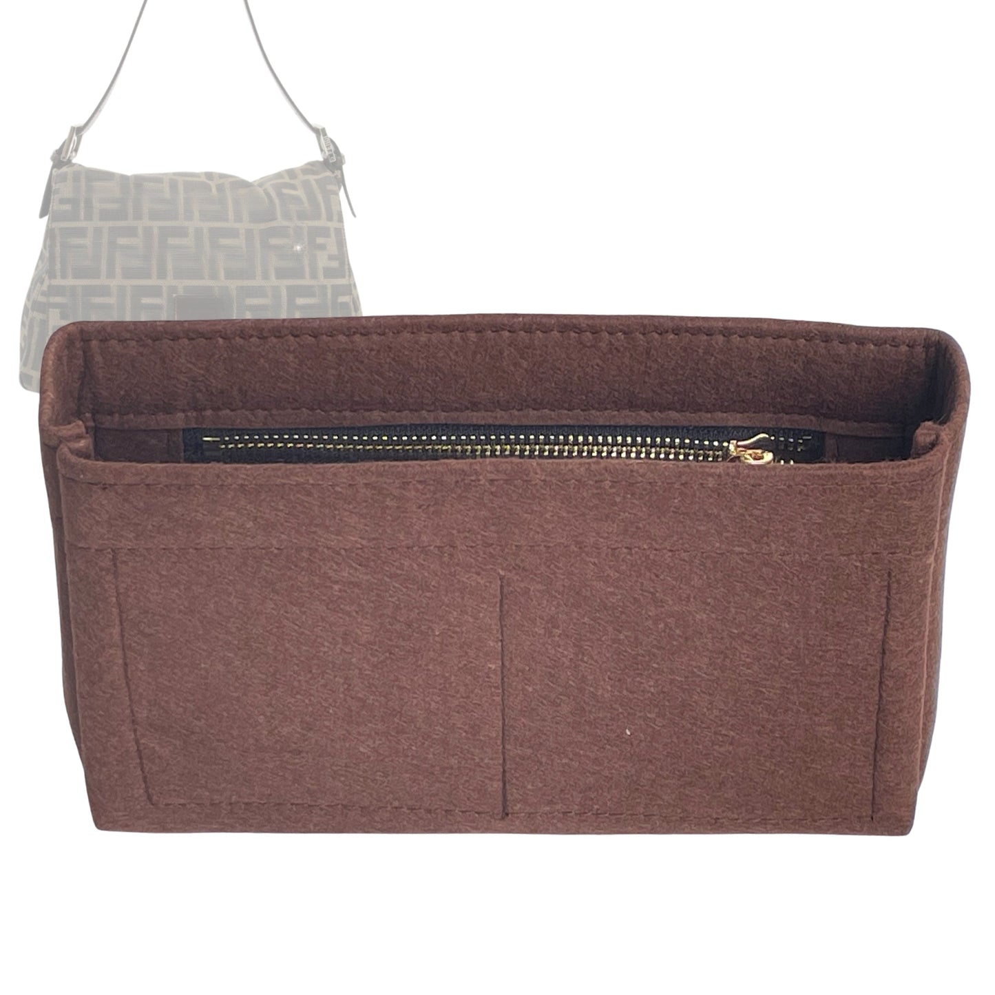 Fendi Handbag Organizer for Mama Baguette, Bag Insert Felt, Zip Shoulder Bag