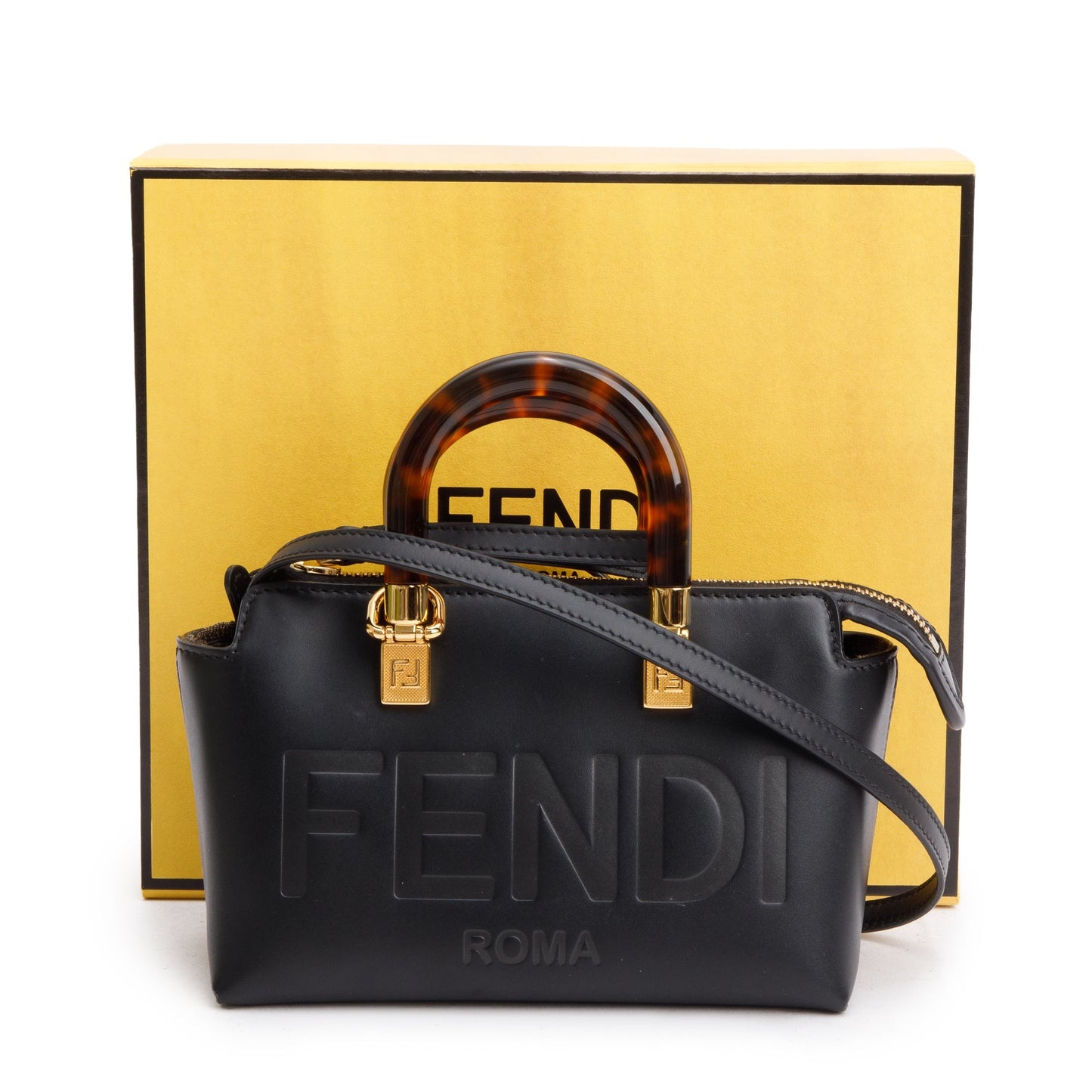 Fendi By The Way Boston Bag Leather Black Travel Bag