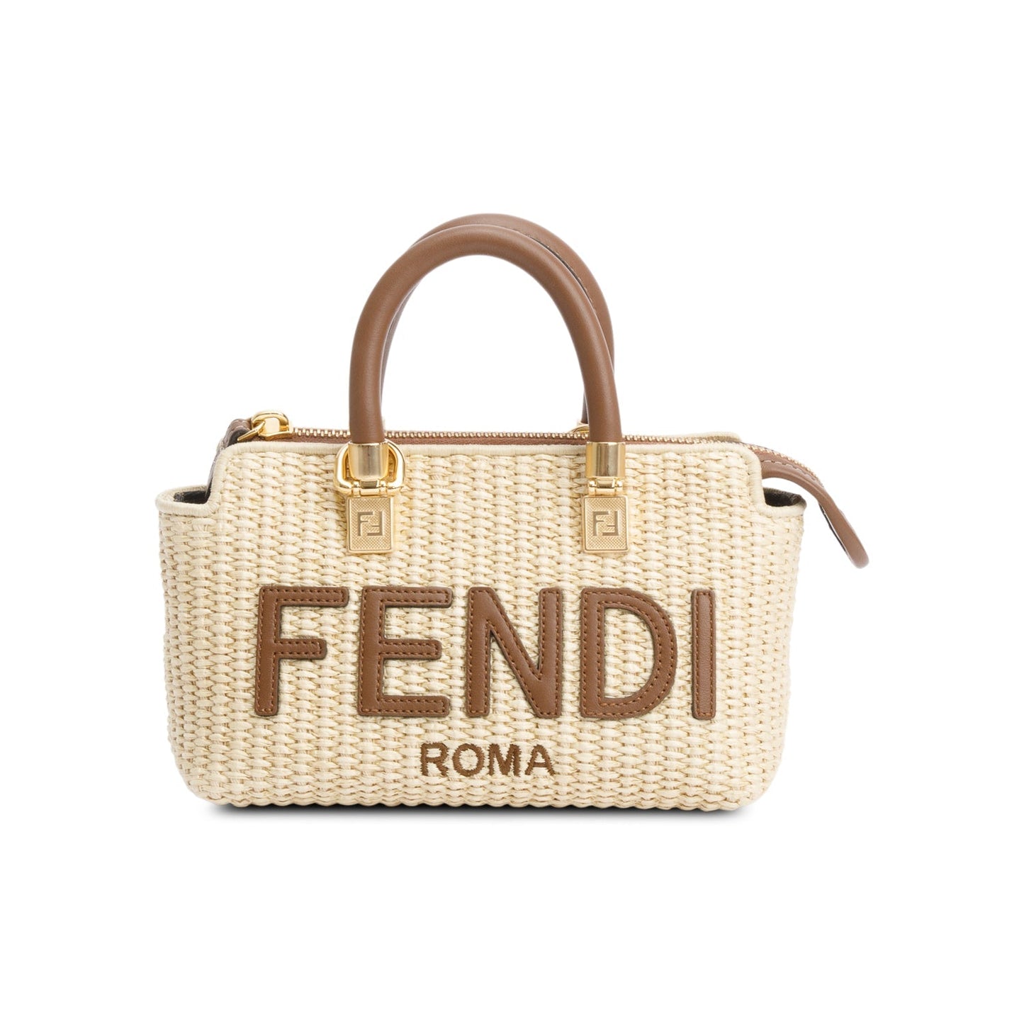 Fendi Neutral By The Way Boston Bag Raffia Mini Travel Bag