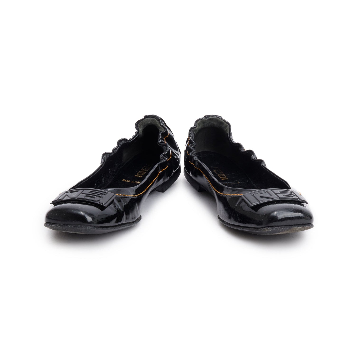 Fendi Patent Ballet Flats Size Travel Bag Leather Black Shoes