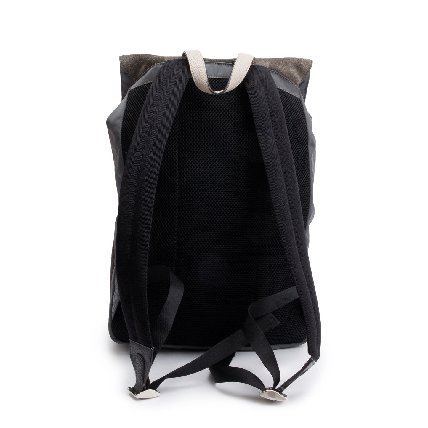 Fendi Ff Zucca Embossed Grey Medium ness Roma Suede Nylon Backpack