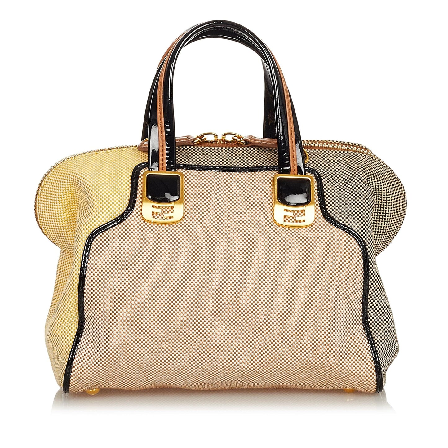 Fendi Colorblock Chameleon Handbag Shg Canvas Satchel Bag