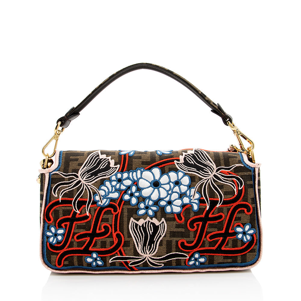Chanel Fendi Karligraphy Baguette Shoulder Bag Shf Embroidered