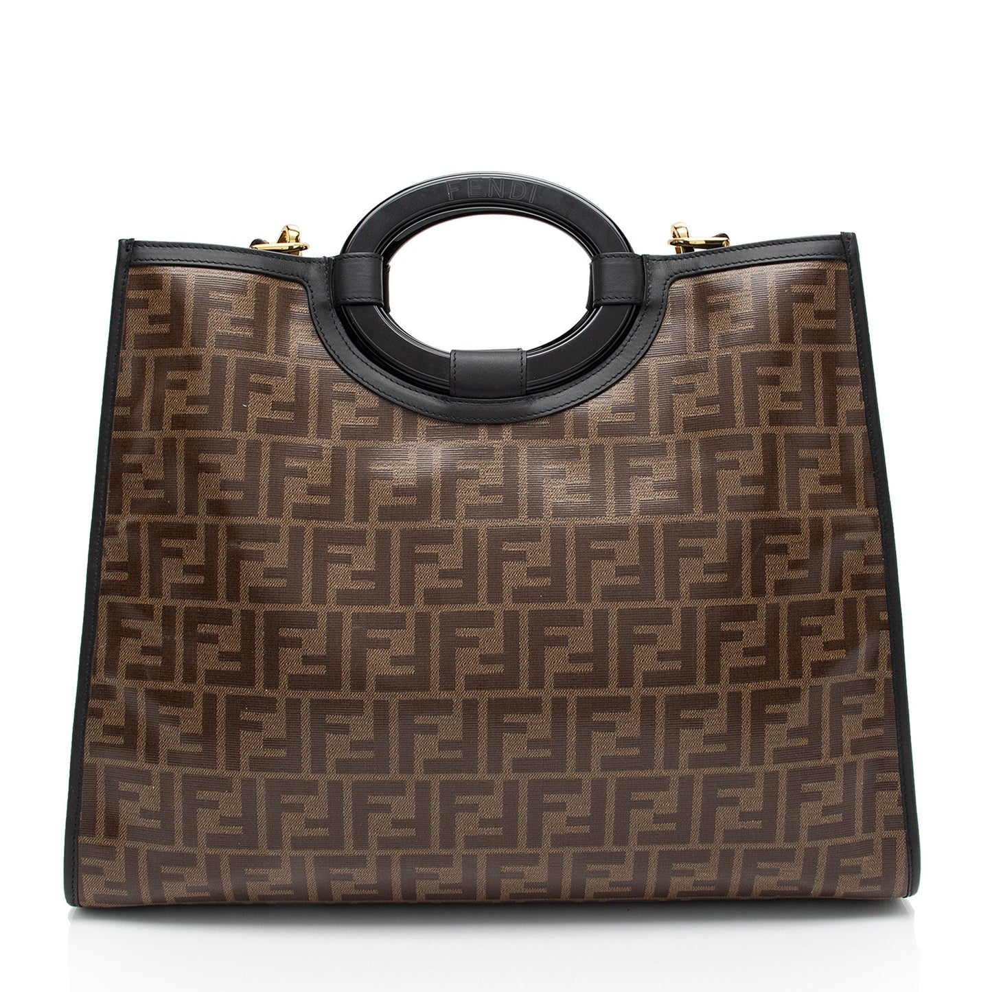 Fendi Ff Coated Runaway Shopper Tote Shf Tieahe Canvas Tote Bag