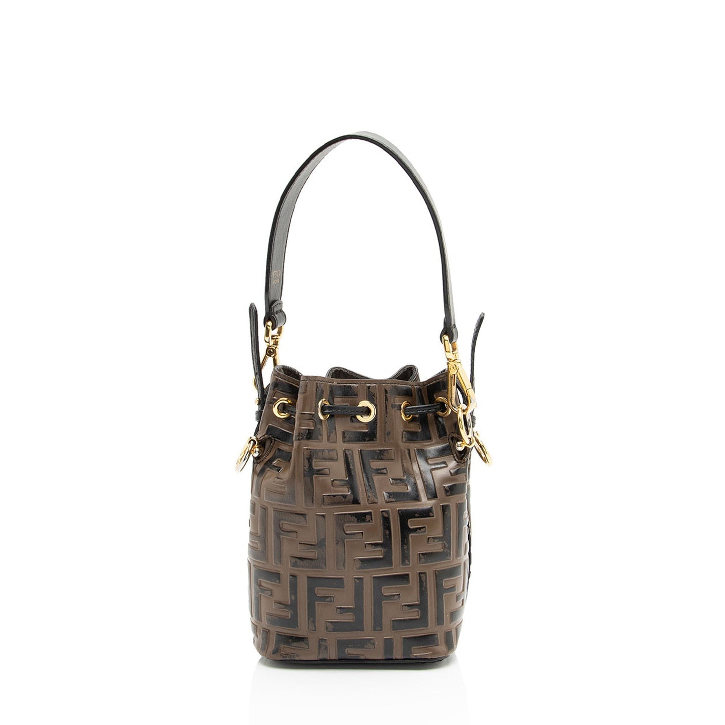 Fendi Ff Calfskin Mon Tresor Bag Final Sale Shf Mini Embossed Bucket Crossbody Bag