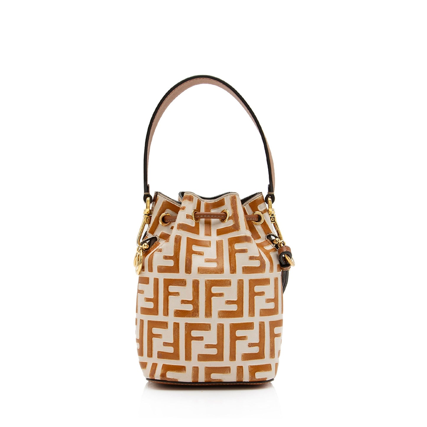 Fendi Ff Calfskin Mon Tresor Bag Shf Uboheg Mini Embossed Bucket Crossbody Bag