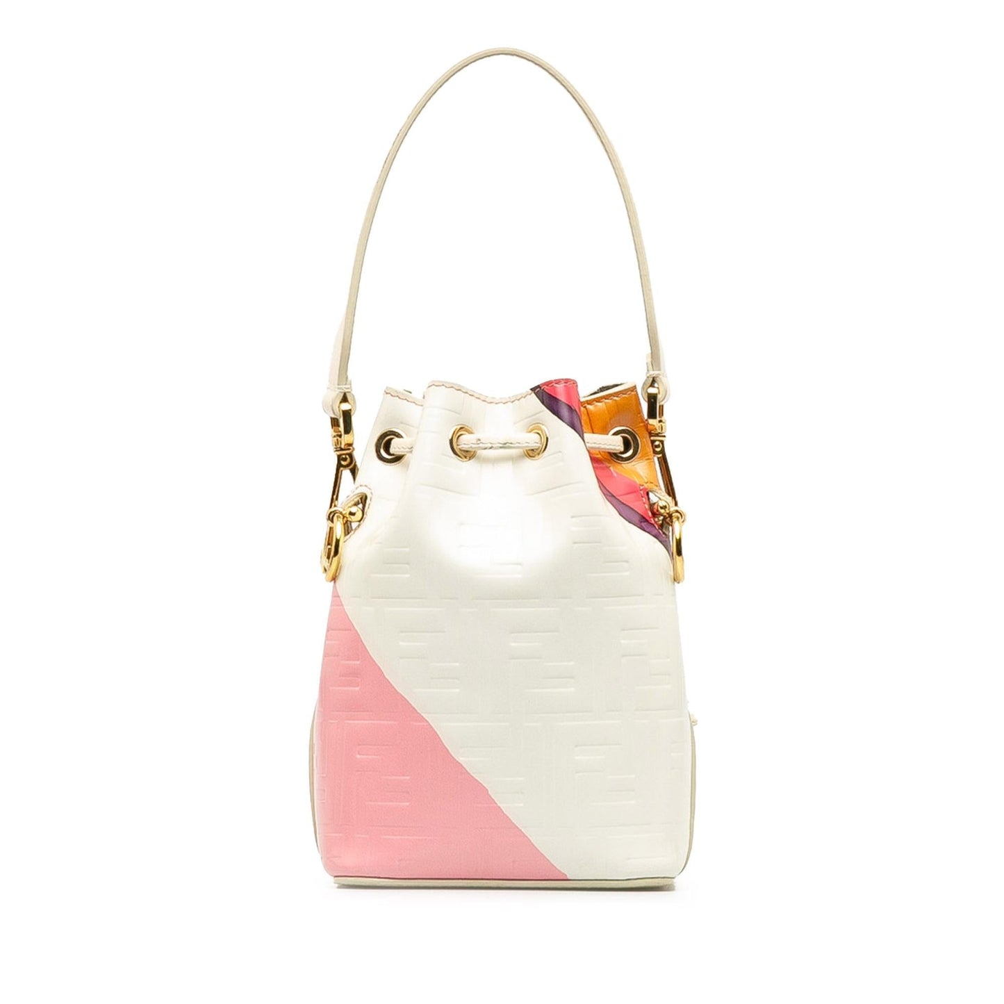 Fendi Ff Striped Mon Tresor Bag Mini Embossed Bucket Shoulder Bag Bag Shg B48Hmi