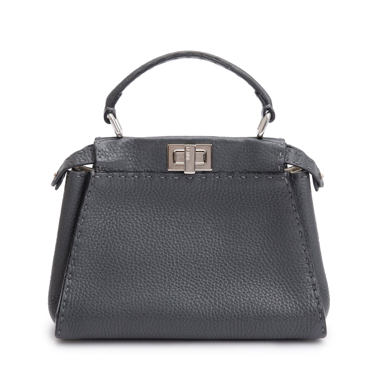 Fendi Grey Calfskin Selleria Peekaboo Bag Leather Mini Travel Bag