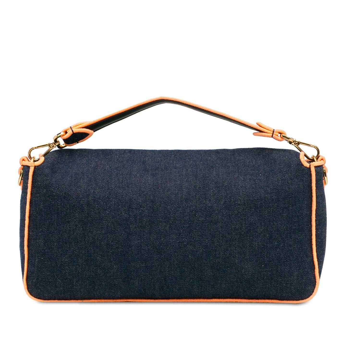 Fendi Baguette Satchel Shg Fm5Rer Denim Large Satchel Bag