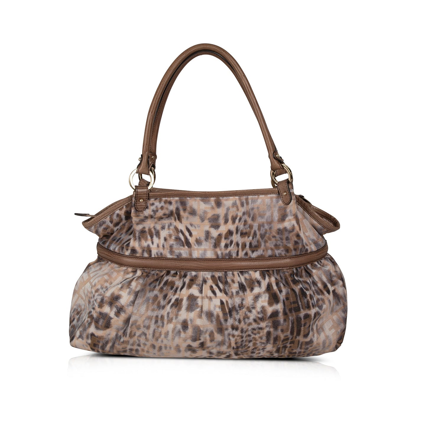 Fendi Lizard Trimmed Zucca Chef Tote Large Tote Bag