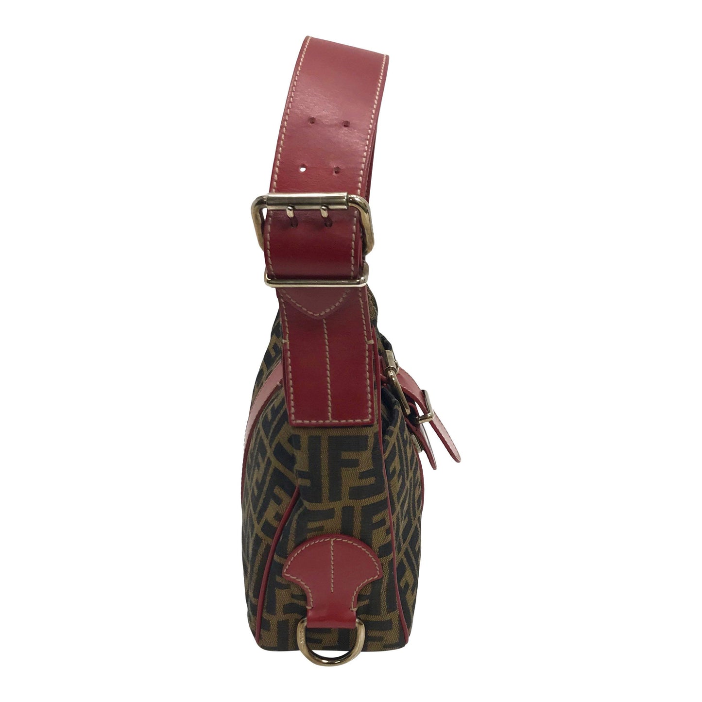 Fendi Trimmed Zucca Hobo Leather Travel Bag