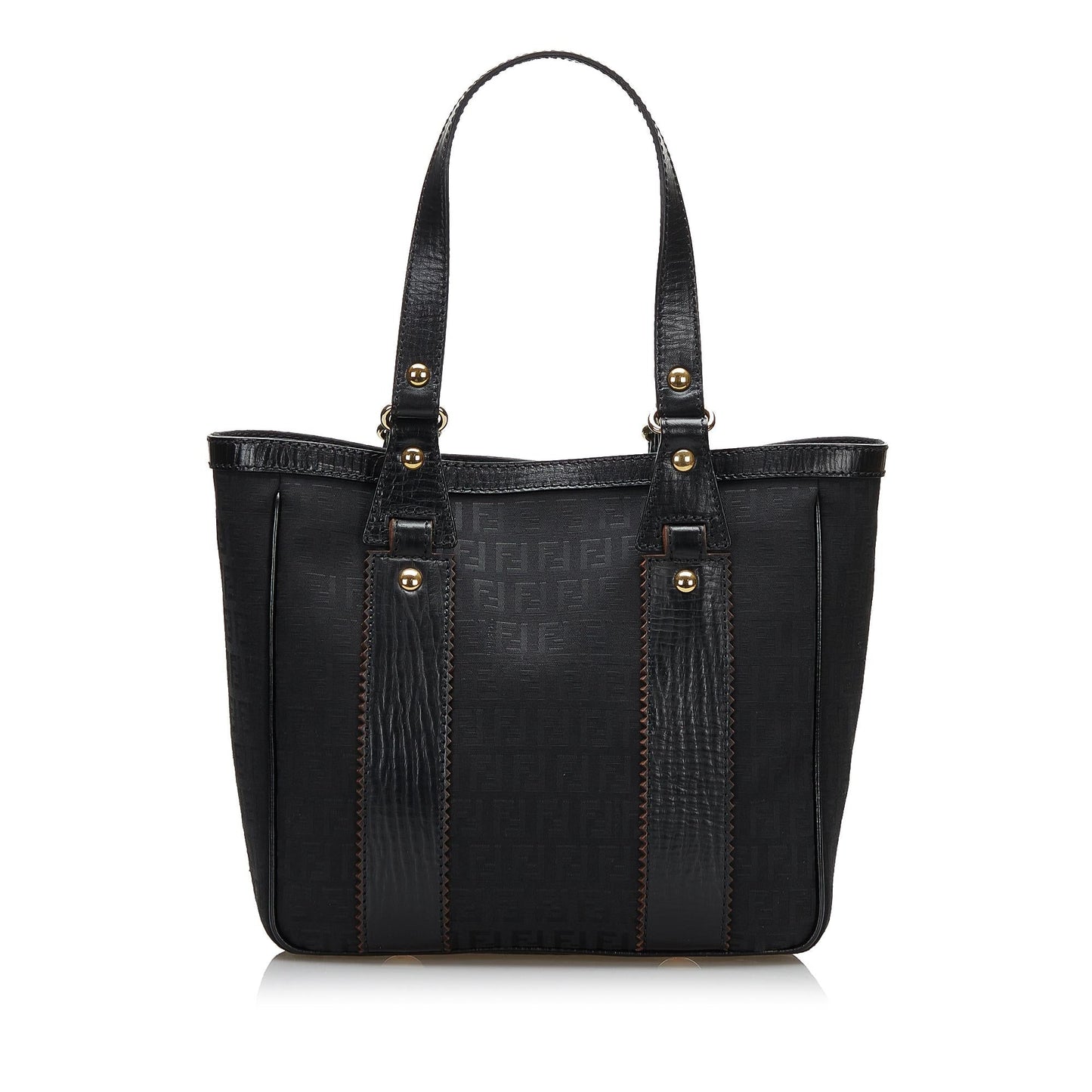 Fendi Trimmed Zucchino Tote Shg Leather Tote Bag