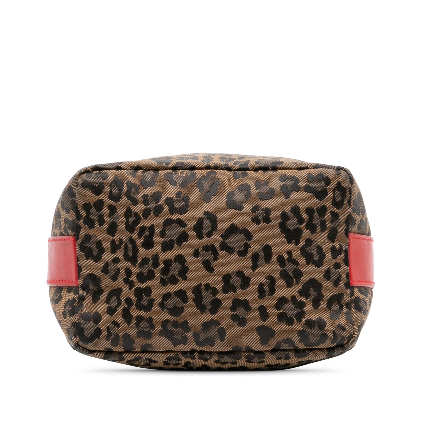 Fendi Leopard Print Handbag Canvas Satchel Bag