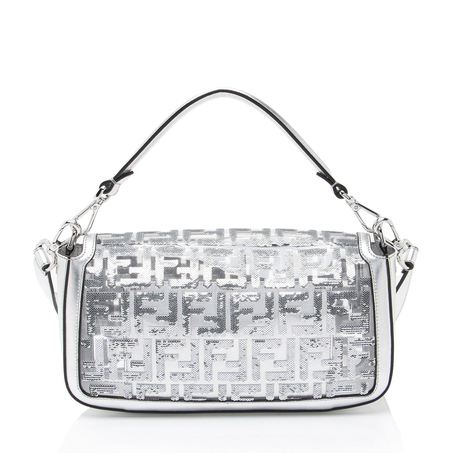 Fendi Metallic Ff Sequin Pvc Baguette Shoulder Bag Leather Medium