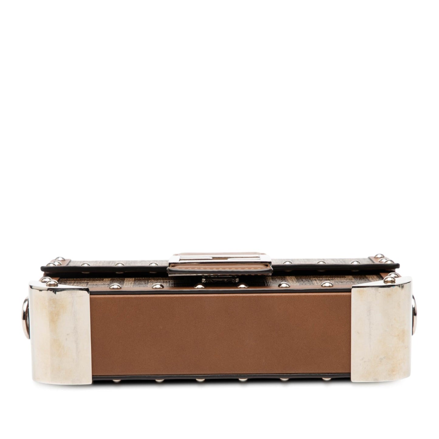 Fendi Zucca Coated Trunk Baguette Crossbody Canvas Mini Shoulder Bag