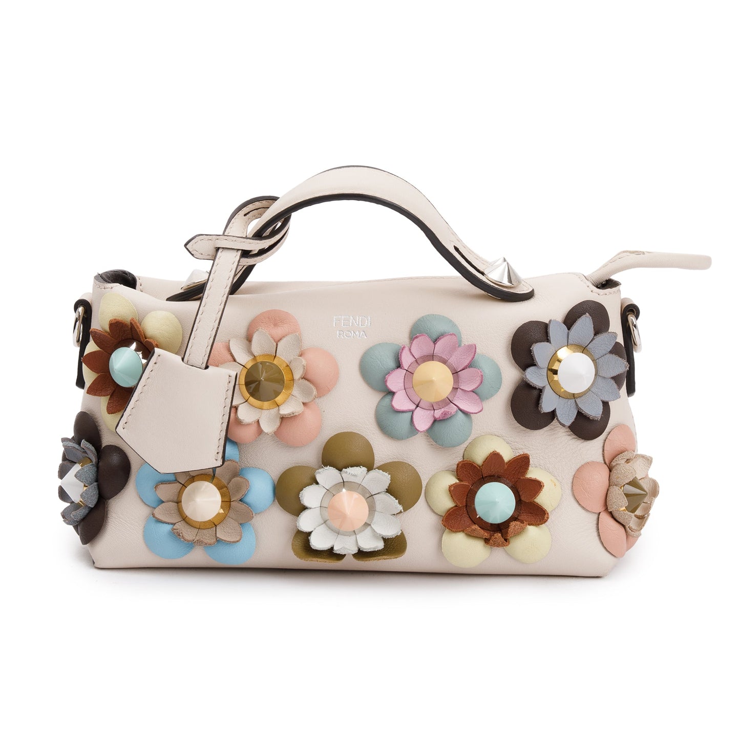 Fendi Vitello Dolce Flowerland By The Way Boston Pink Mini Travel Bag