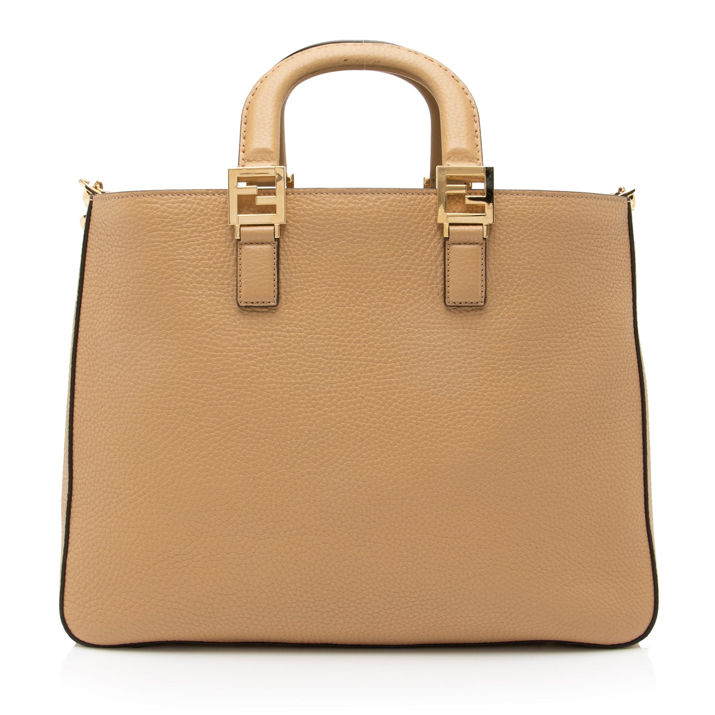 Fendi Calfskin Romano Selleria Ff Handle Tote Shf Medium Tote Bag