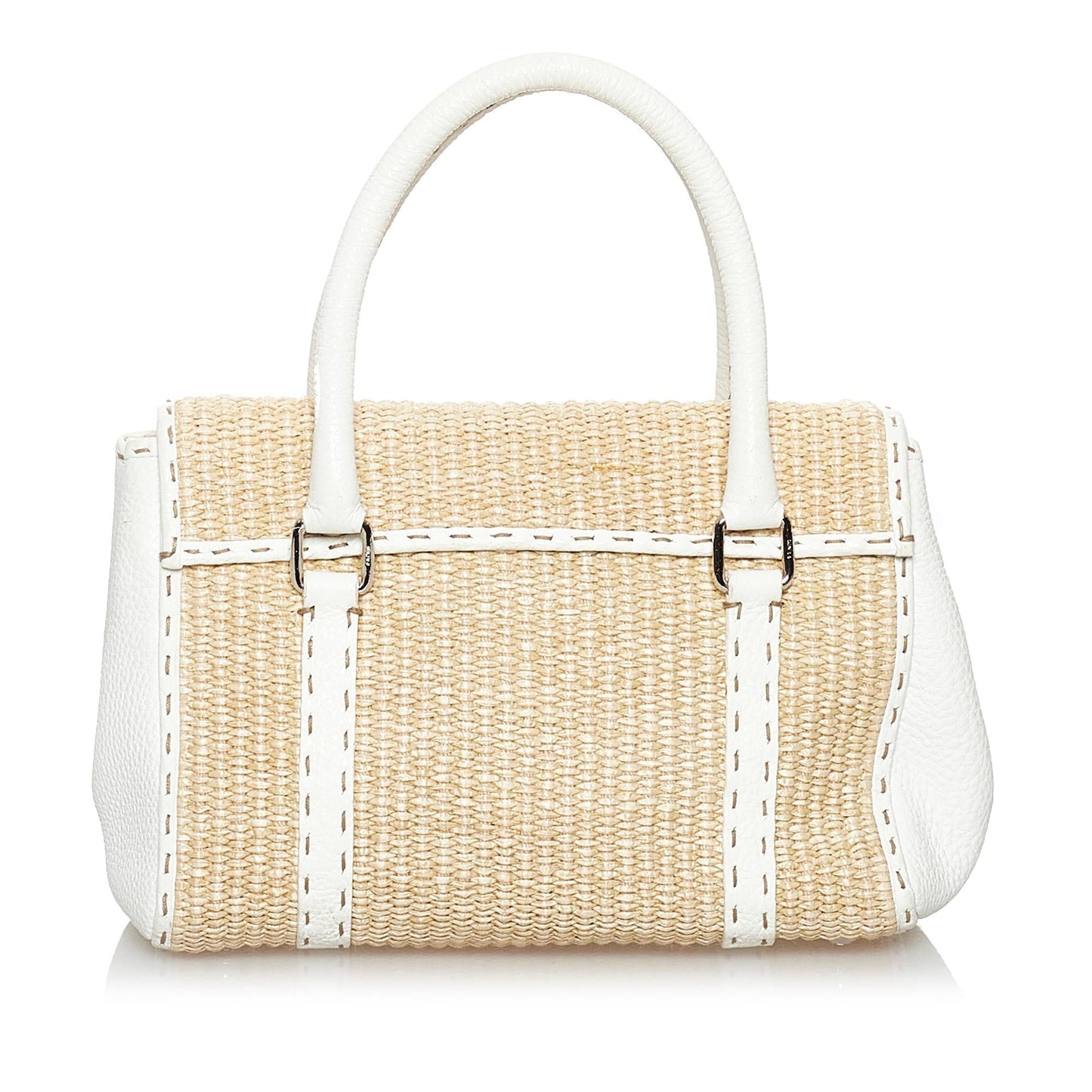 Fendi Selleria Linda Handbag Shg Raffia Satchel Bag